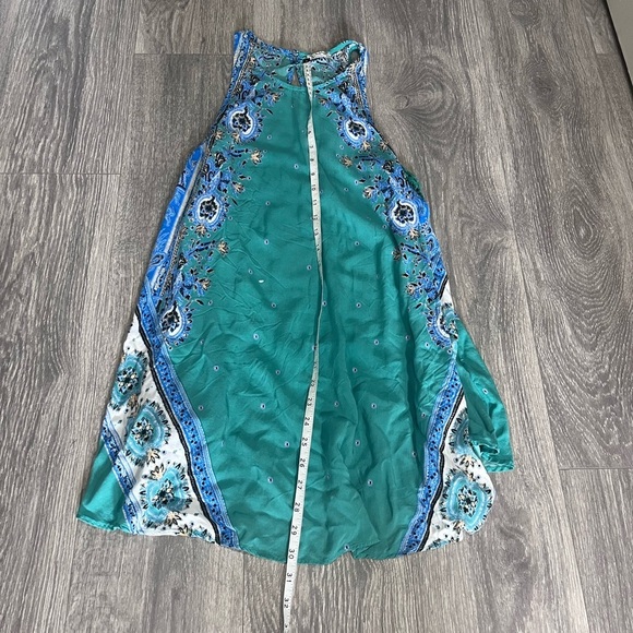 Free People Teal Floral Paisley Boho Dress | Size Small - Picture 6 of 7